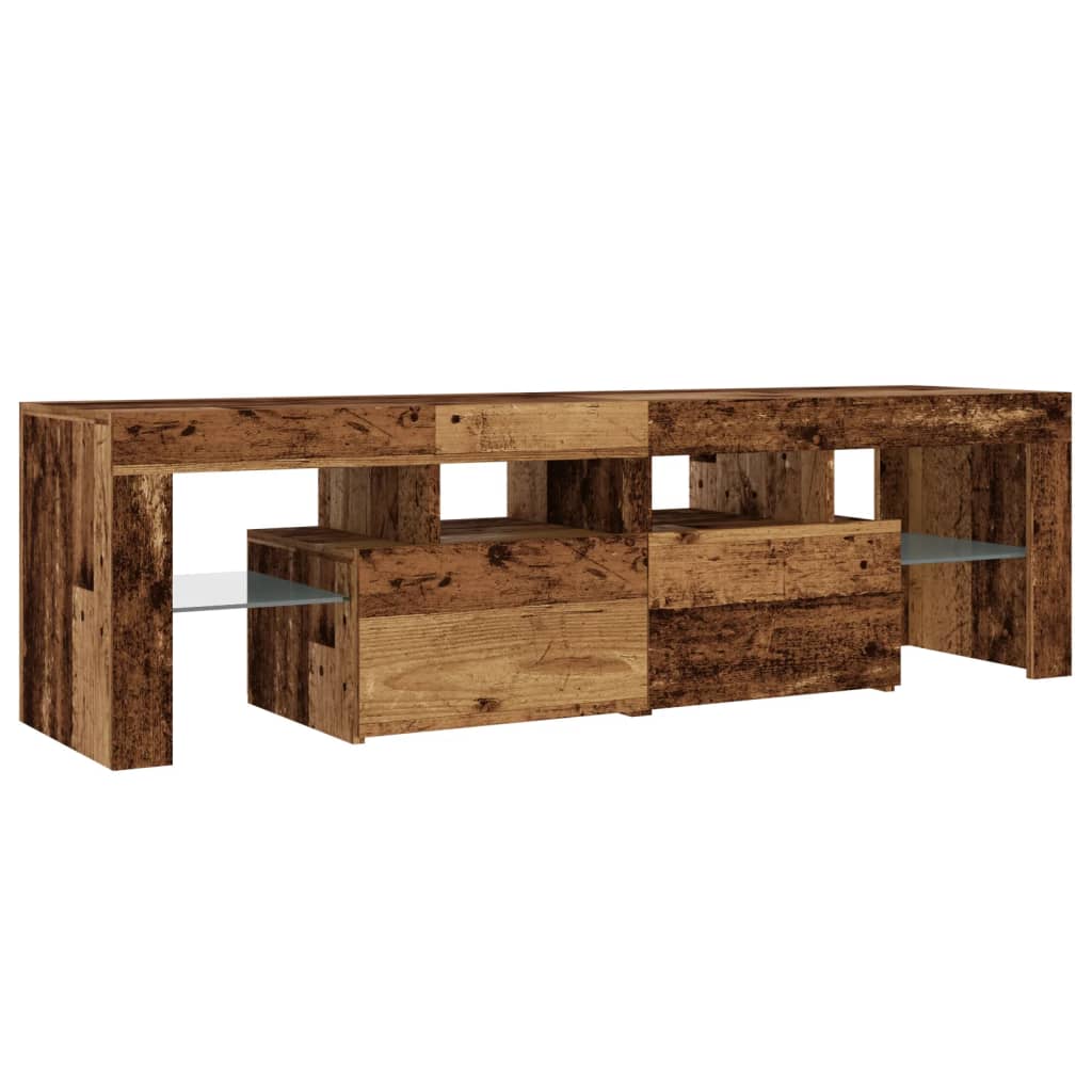 TV-Møbel Gammelt Tre TV-benk med LED-lys 140x36,5x40 cm