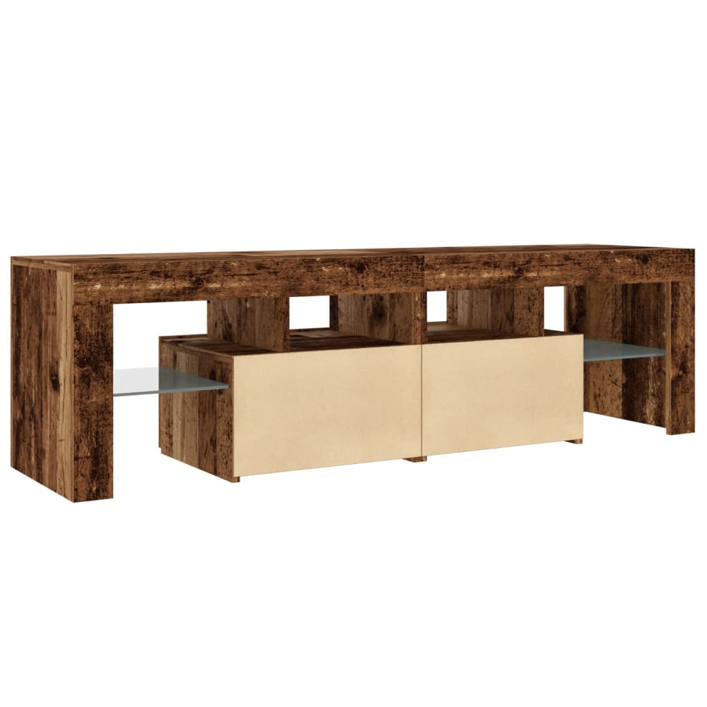 TV-Møbel Gammelt Tre TV-benk med LED-lys 140x36,5x40 cm