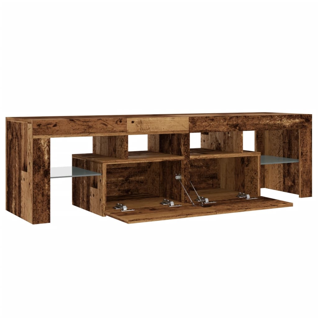 TV-Møbel Gammelt Tre TV-benk med LED-lys 140x36,5x40 cm