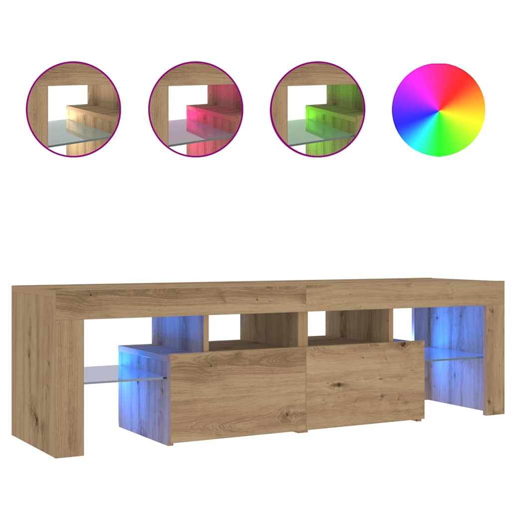 TV-Møbel Artisan Eik Tv-benk med LED-lys 140x36,5x40 cm