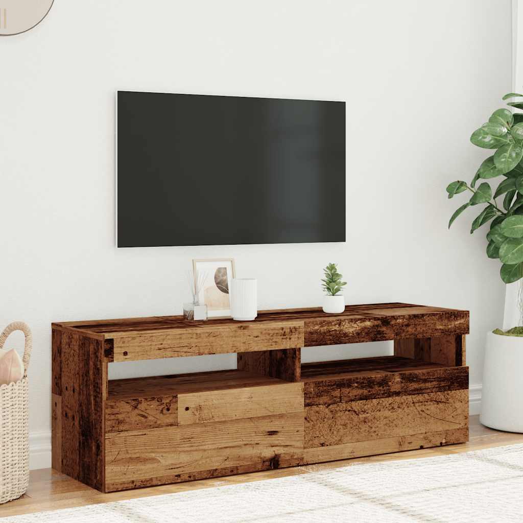 TV-Møbel Gammelt Tre TV-benk med LED-lys 120x35x40 cm