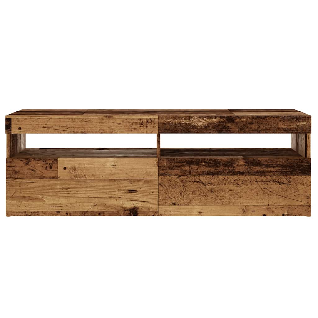 TV-Møbel Gammelt Tre TV-benk med LED-lys 120x35x40 cm