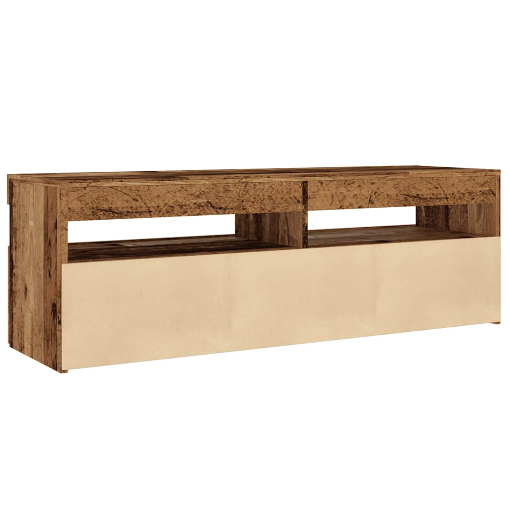TV-Møbel Gammelt Tre TV-benk med LED-lys 120x35x40 cm