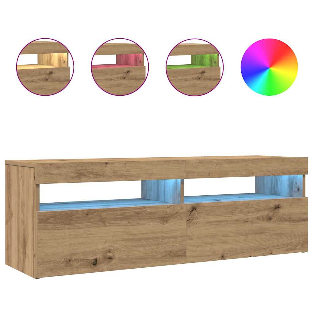 TV-Møbel Artisan Eik Tv-benk med LED-lys 120x35x40 cm