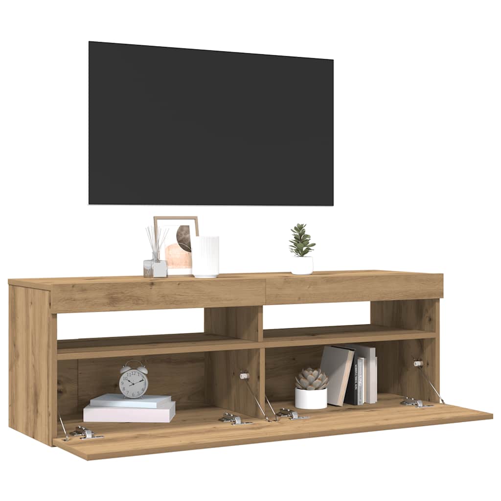 TV-Møbel Artisan Eik Tv-benk med LED-lys 120x35x40 cm