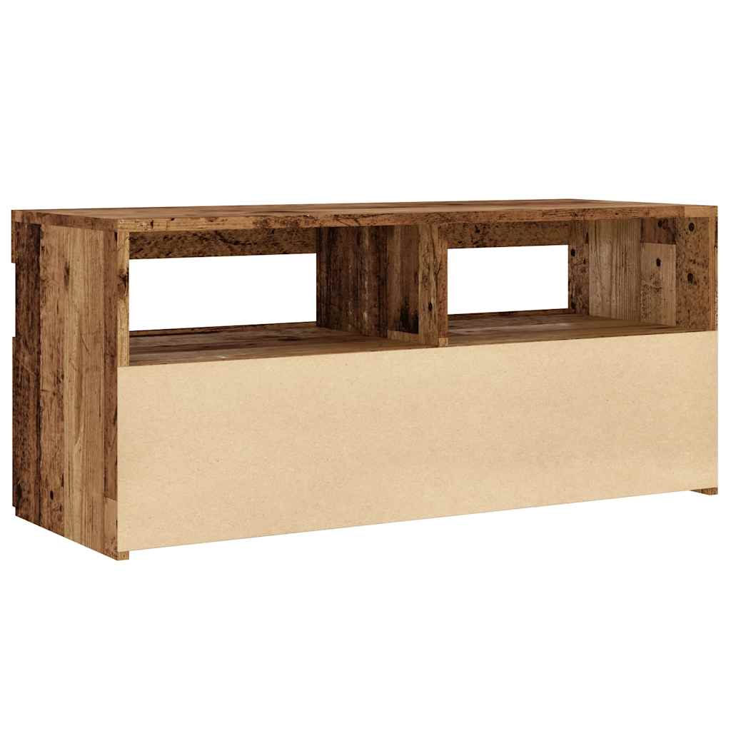 TV-Møbel Gammelt Tre Tv-benk med LED-lys 90x35x40 cm