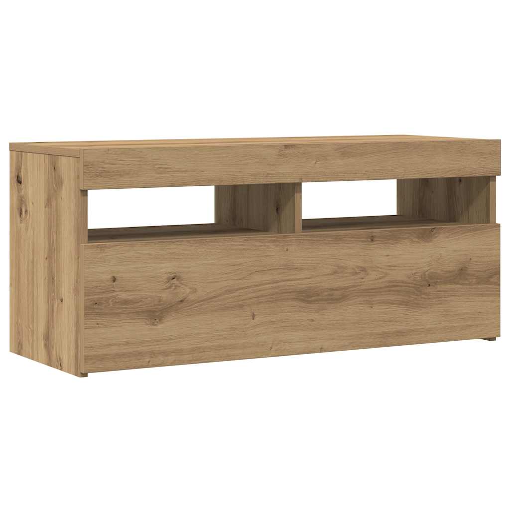 TV-Møbel Artisan Eik Tv-benk med LED-lys 90x35x40 cm