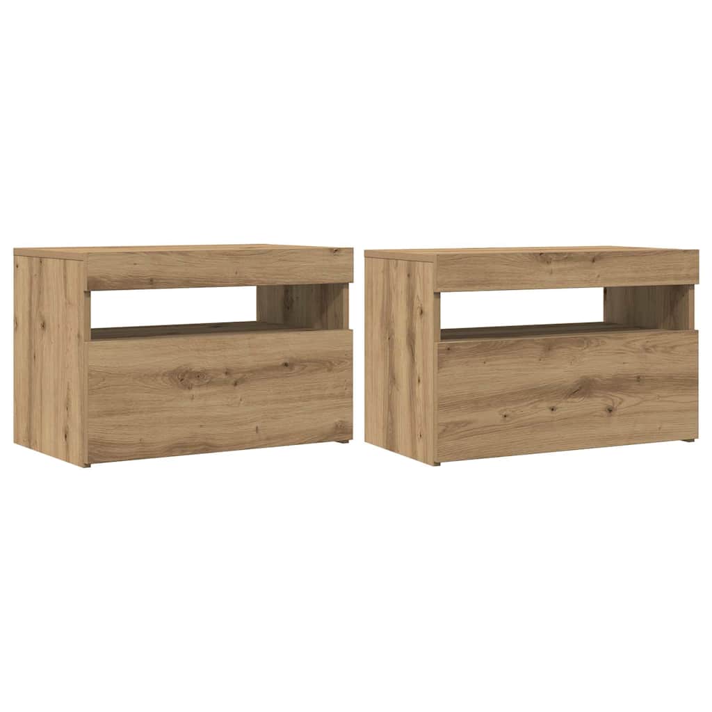 TV-Møbel Artisan Eik Tv-benk med LED-lys 2 stk