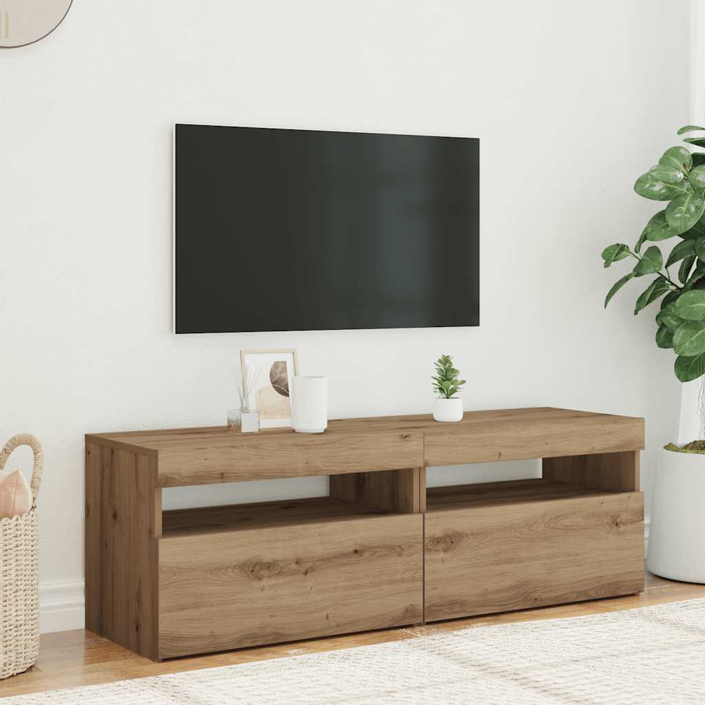 TV-Møbel Artisan Eik Tv-benk med LED-lys 2 stk