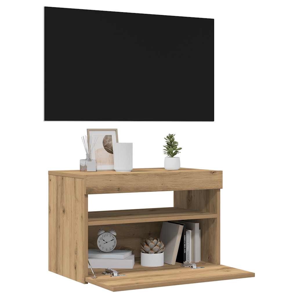 TV-Møbel Artisan Eik Tv-benk med LED-lys 2 stk