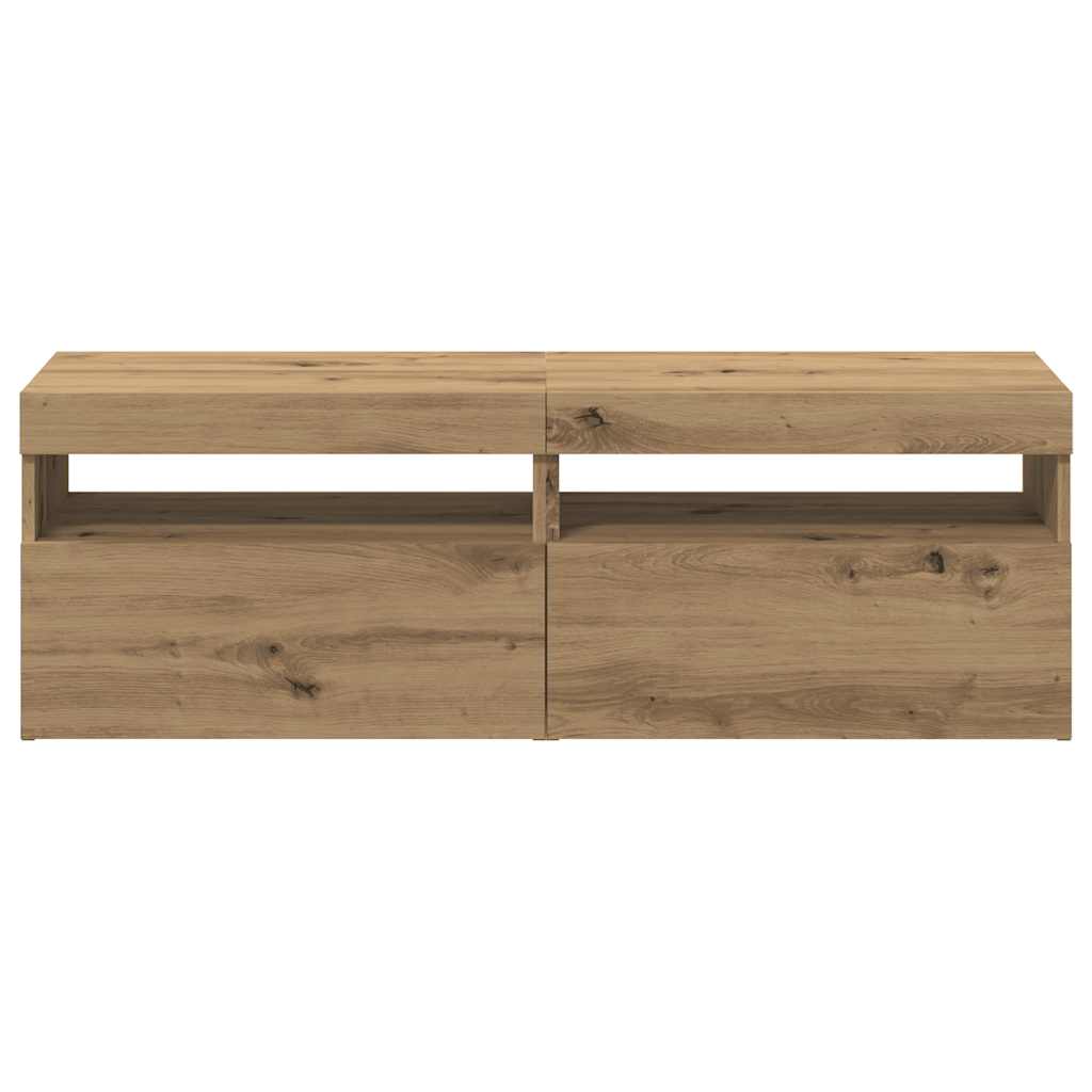 TV-Møbel Artisan Eik Tv-benk med LED-lys 2 stk