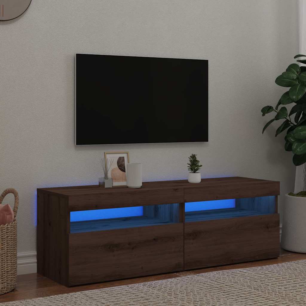 TV-Møbel Artisan Eik Tv-benk med LED-lys 2 stk