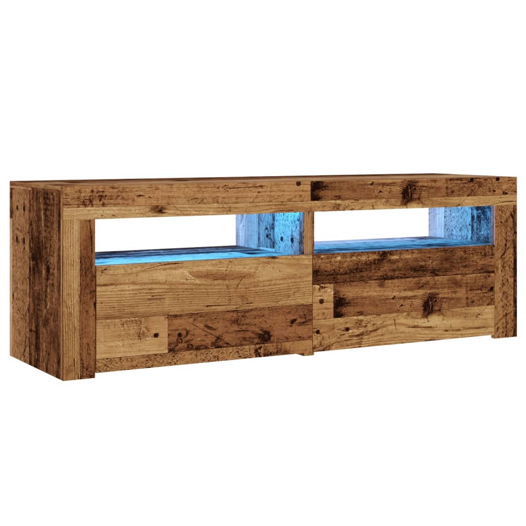 TV-Møbel Gammelt Tre TV-benk med LED-lys 120x35x40 cm