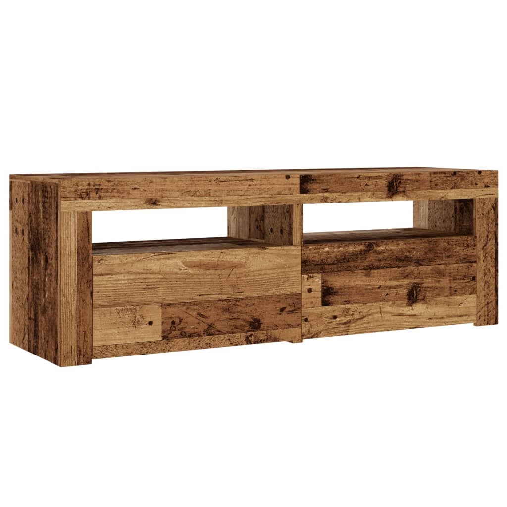 TV-Møbel Gammelt Tre TV-benk med LED-lys 120x35x40 cm