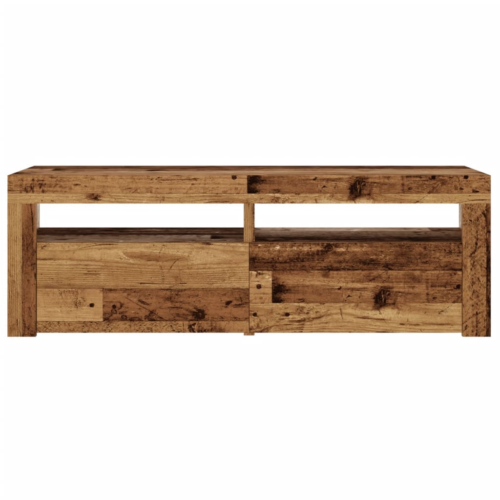 TV-Møbel Gammelt Tre TV-benk med LED-lys 120x35x40 cm