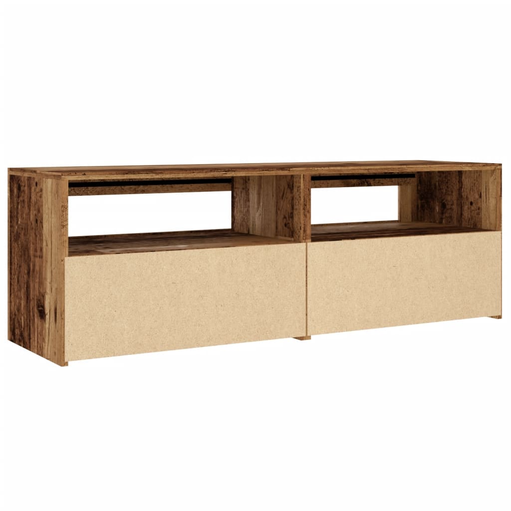 TV-Møbel Gammelt Tre TV-benk med LED-lys 120x35x40 cm