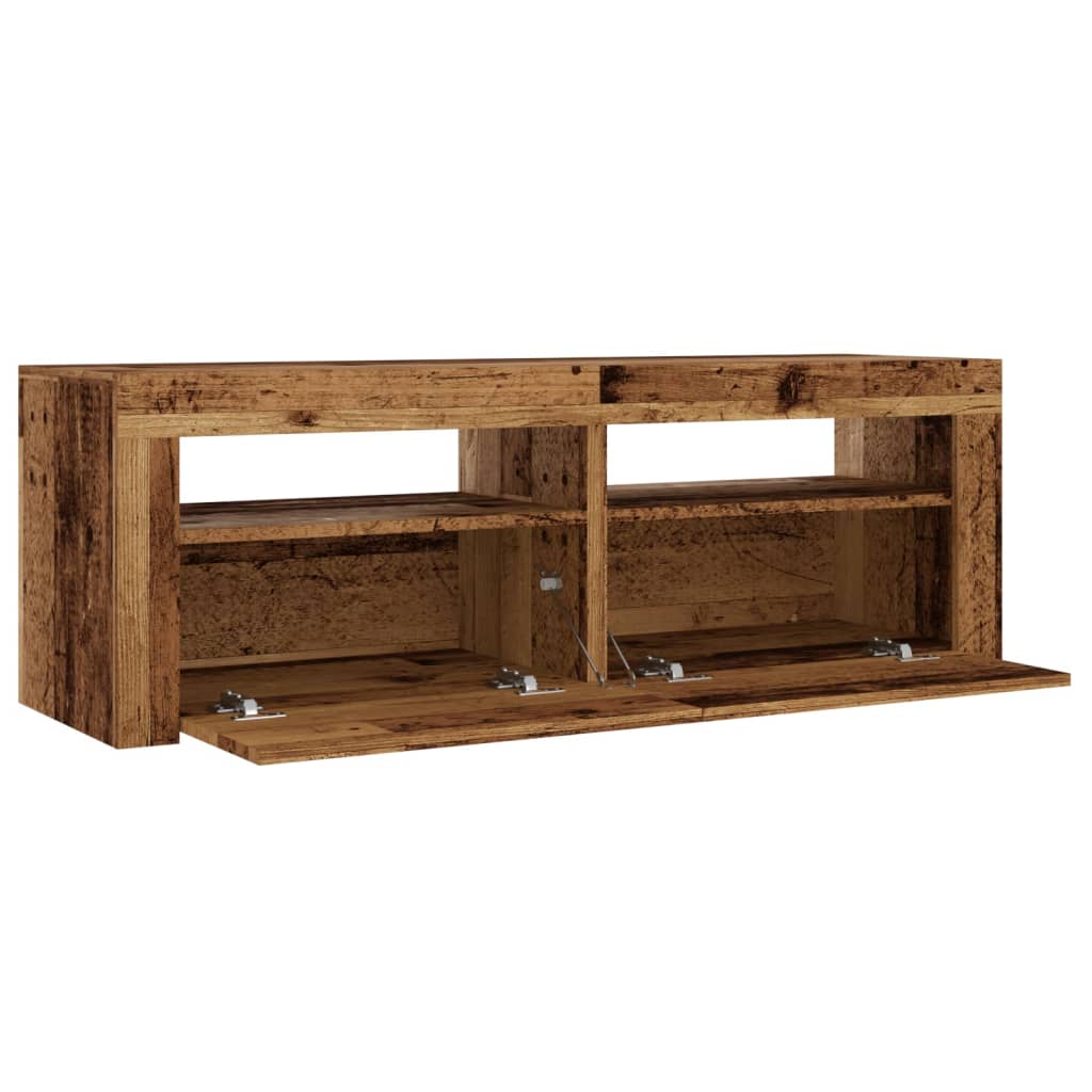 TV-Møbel Gammelt Tre TV-benk med LED-lys 120x35x40 cm