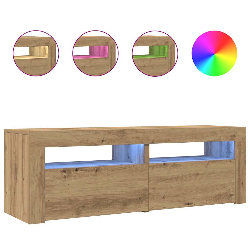 TV-Møbel Artisan Eik Tv-benk med LED-lys 120x35x40 cm