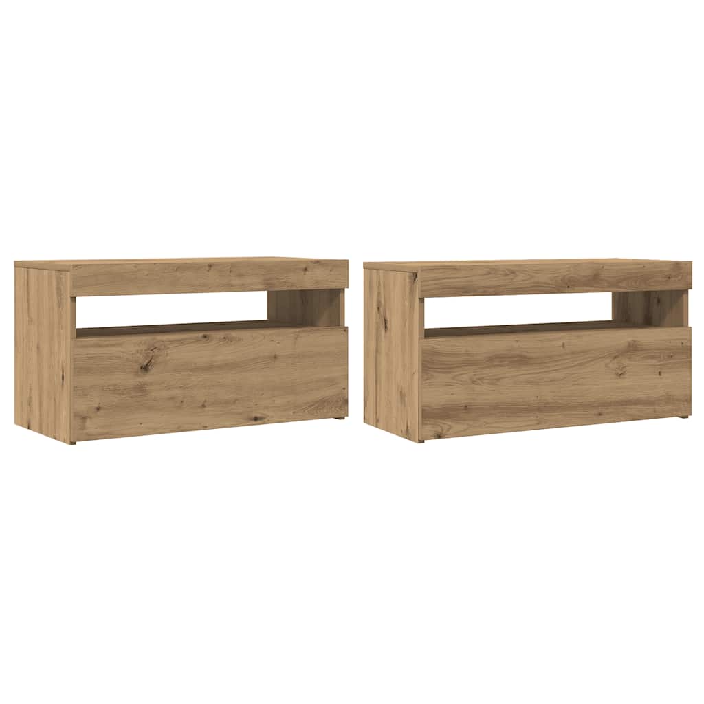 TV-Møbel Artisan Eik Tv-benk med LED-lys 2 stk