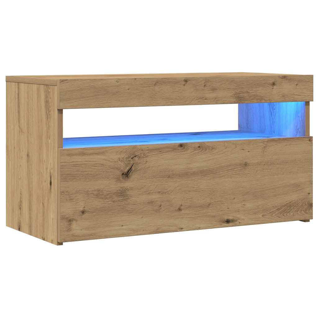 TV-Møbel Artisan Eik Tv-benk med LED-lys 2 stk