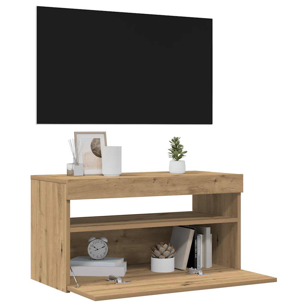 TV-Møbel Artisan Eik Tv-benk med LED-lys 2 stk