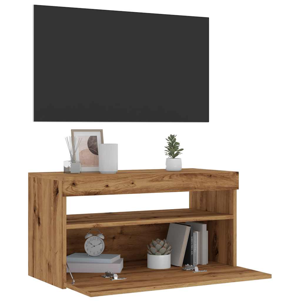 TV-Møbel Artisan Eik Tv-benk med LED-lys 2 stk