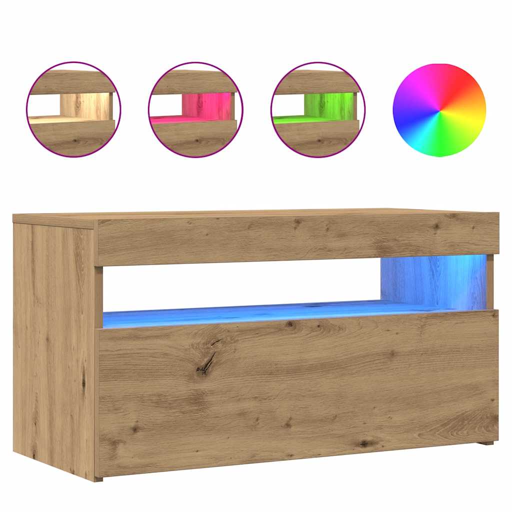 TV-Møbel Artisan Eik Tv-benk med LED-lys 2 stk