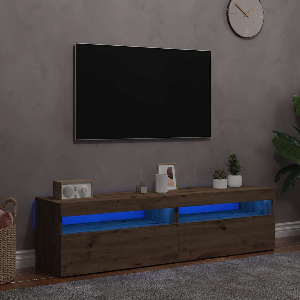 TV-Møbel Artisan Eik Tv-benk med LED-lys 2 stk