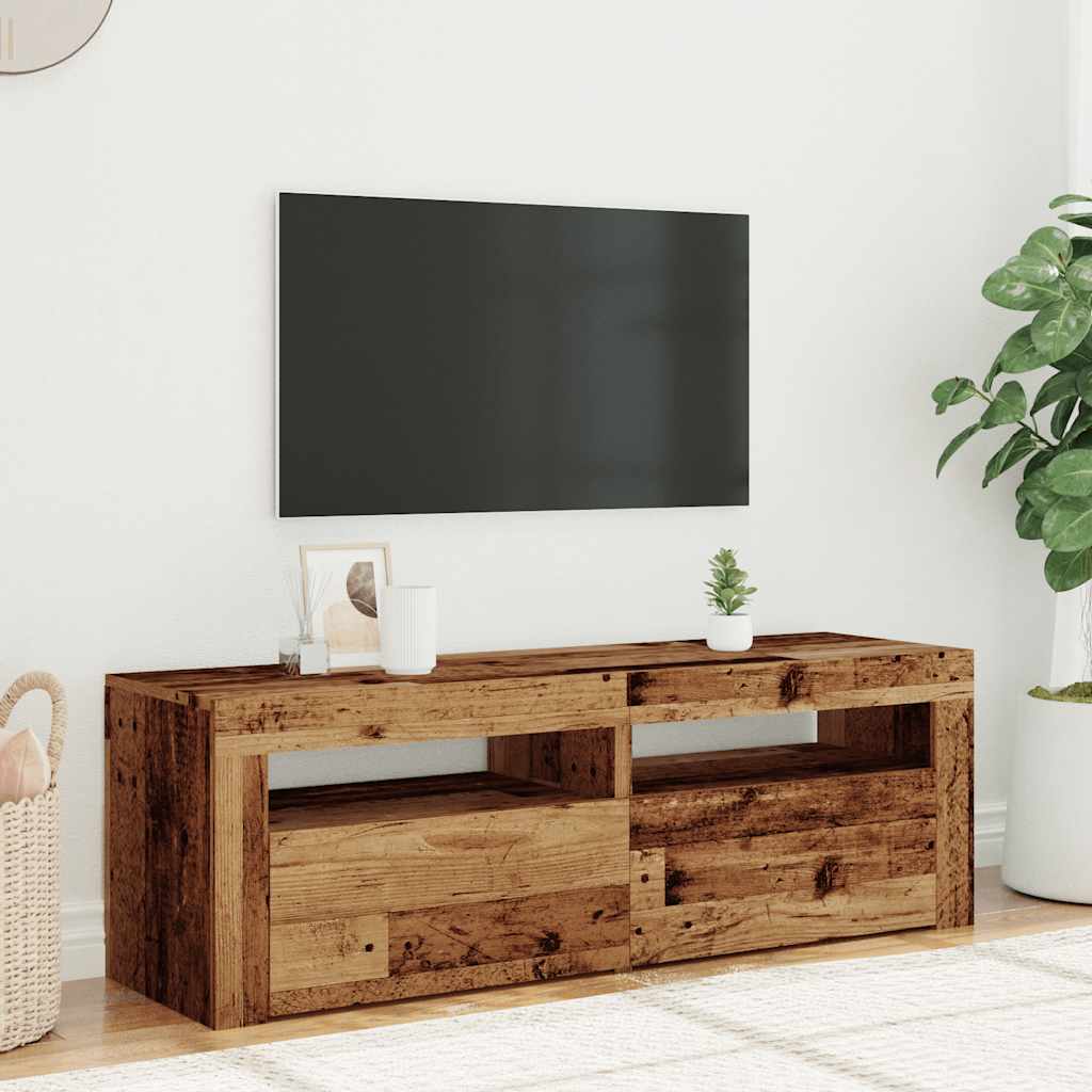 TV-Møbel Gammelt Tre TV-benk med LED-lys 120x35x40 cm