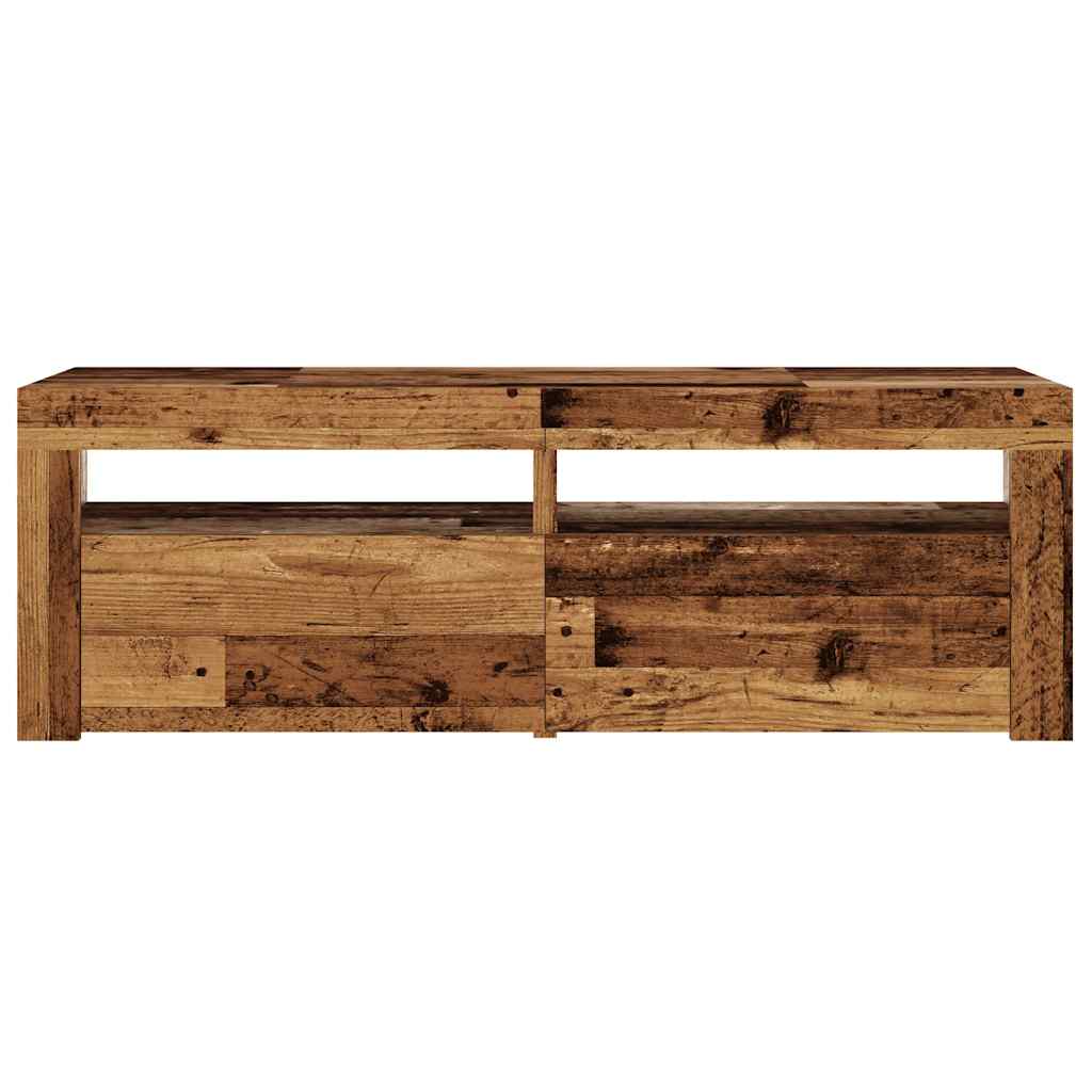 TV-Møbel Gammelt Tre TV-benk med LED-lys 120x35x40 cm
