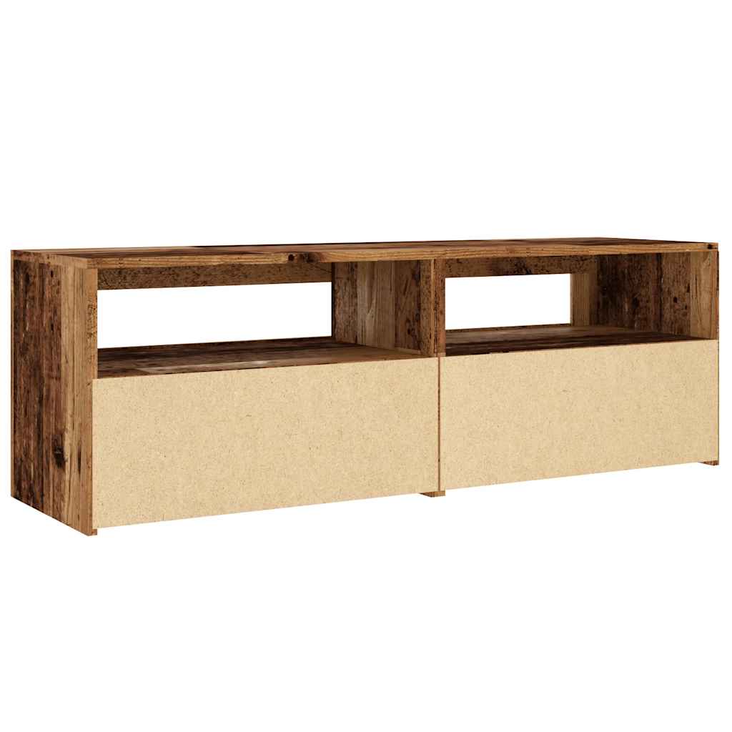 TV-Møbel Gammelt Tre TV-benk med LED-lys 120x35x40 cm