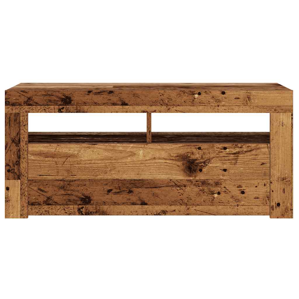 TV-Møbel Gammelt Tre TV-benk med LED-lys 90x35x40 cm