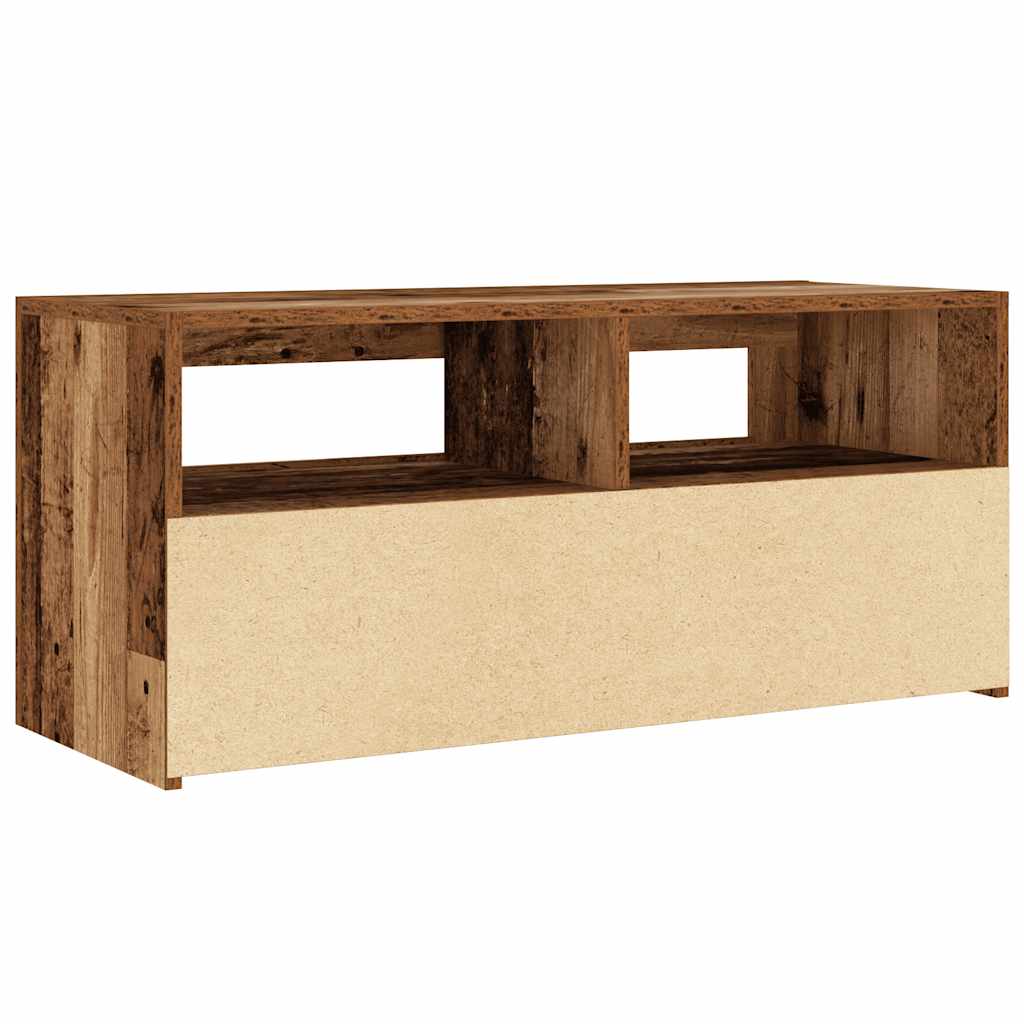 TV-Møbel Gammelt Tre TV-benk med LED-lys 90x35x40 cm
