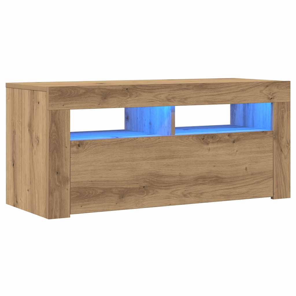 TV-Møbel Artisan Eik TV-benk med LED-lys 90x35x40 cm