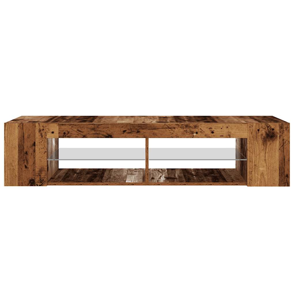 TV-Møbel Gammelt Tre TV-benk med LED-lys 135x39x30 cm
