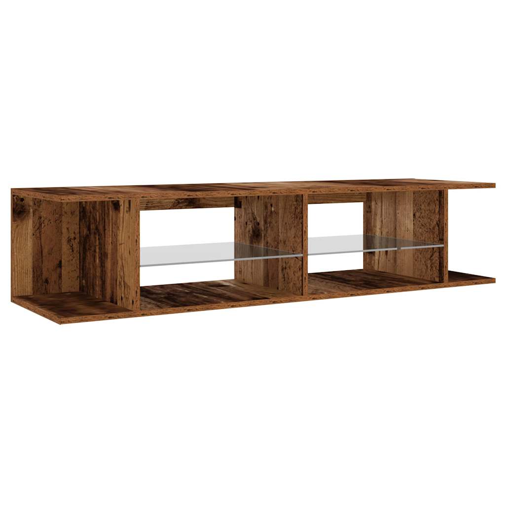 TV-Møbel Gammelt Tre TV-benk med LED-lys 135x39x30 cm