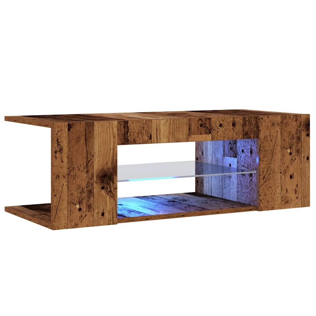 TV-Møbel Gammelt Tre Tv-benk med LED-lys 90x39x30 cm