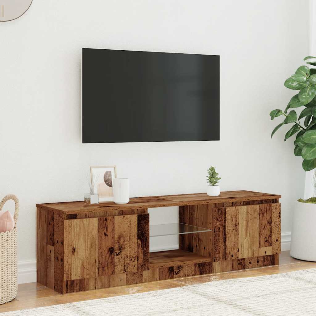 TV-Møbel Gammelt Tre Tv-benk med LED-lys 120x30x36 cm