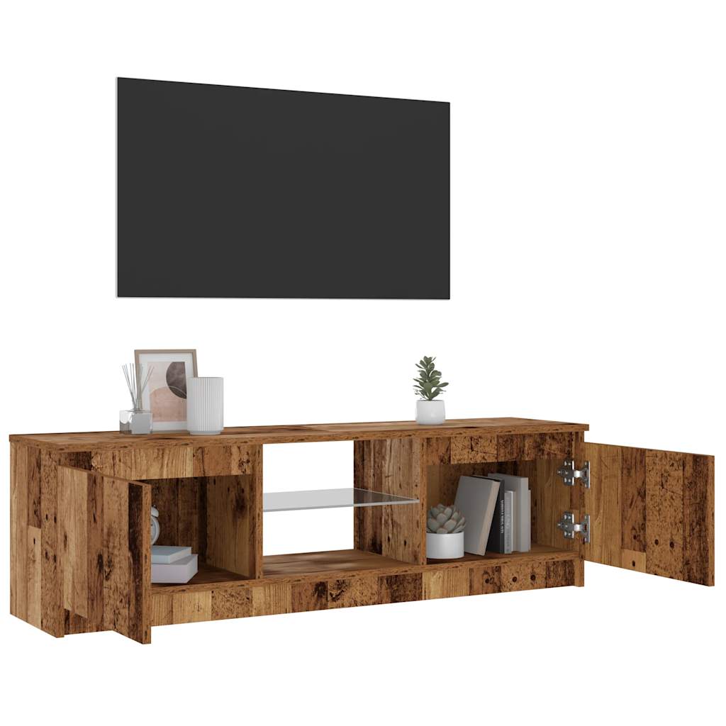 TV-Møbel Gammelt Tre Tv-benk med LED-lys 120x30x36 cm
