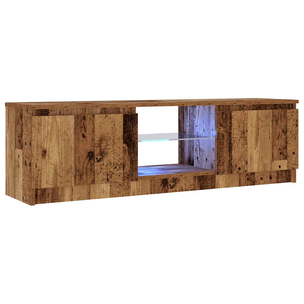 TV-Møbel Gammelt Tre Tv-benk med LED-lys 120x30x36 cm