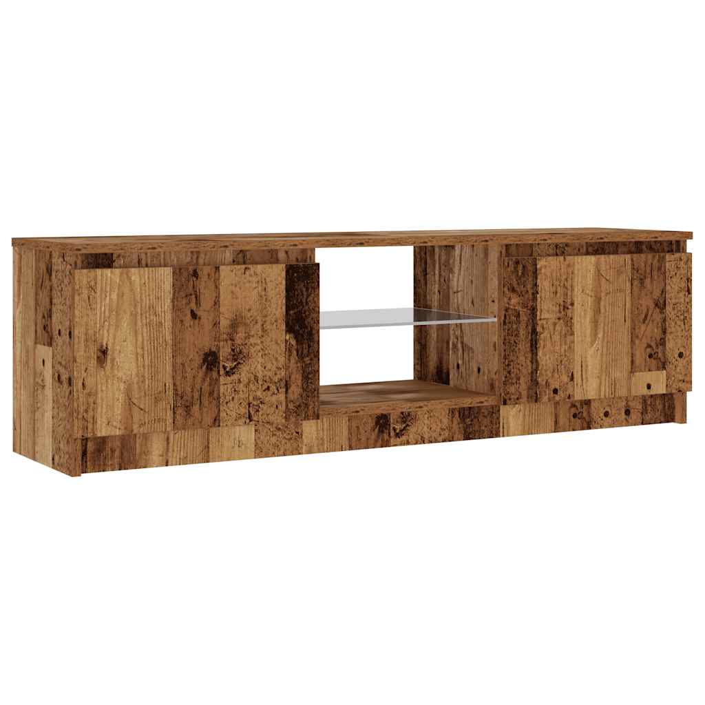 TV-Møbel Gammelt Tre Tv-benk med LED-lys 120x30x36 cm