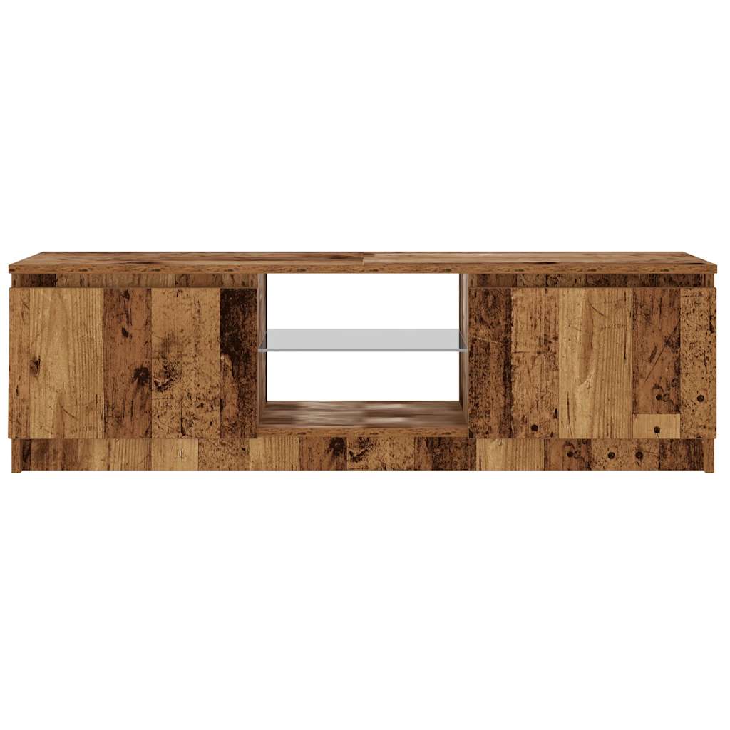 TV-Møbel Gammelt Tre Tv-benk med LED-lys 120x30x36 cm