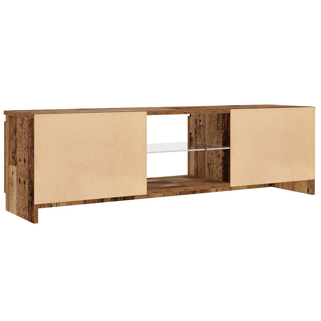 TV-Møbel Gammelt Tre Tv-benk med LED-lys 120x30x36 cm