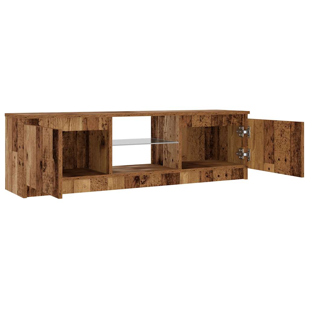 TV-Møbel Gammelt Tre Tv-benk med LED-lys 120x30x36 cm