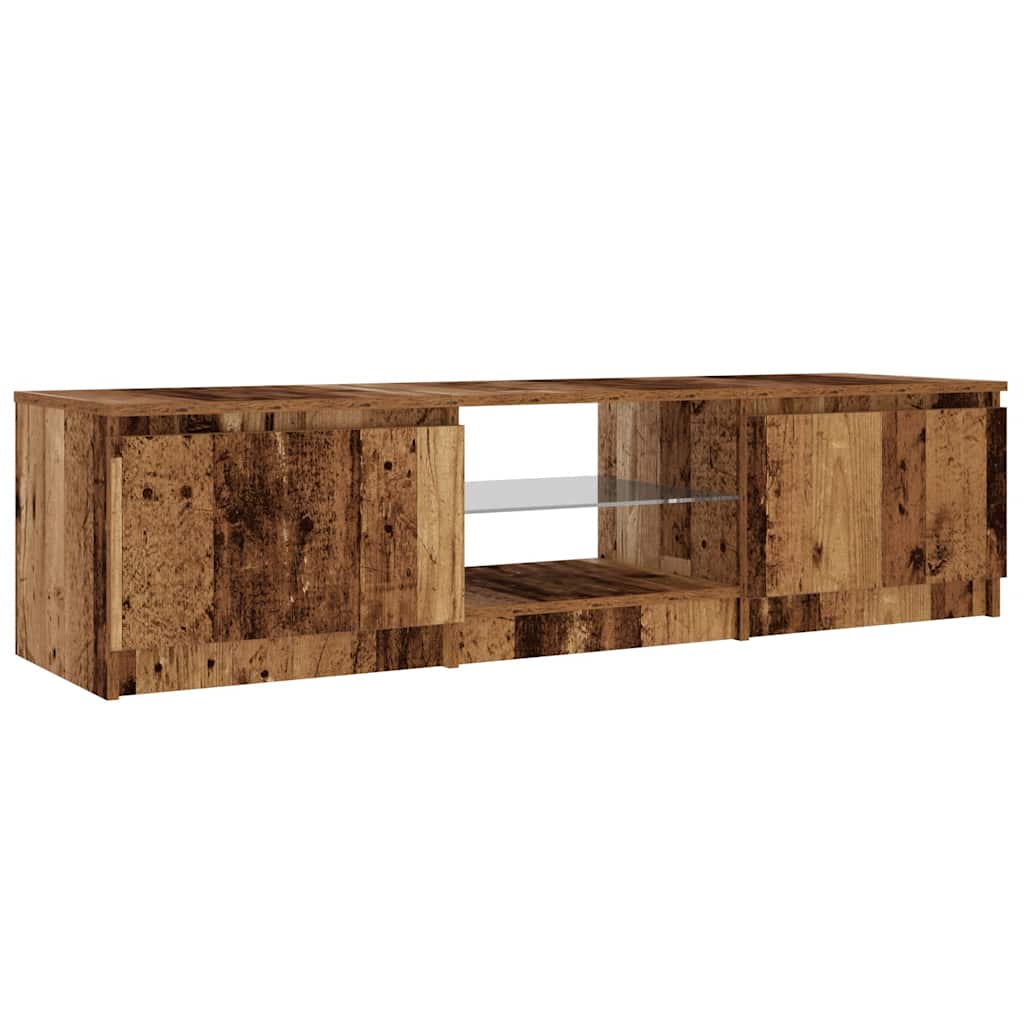 TV-Møbel Gammelt Tre TV-benk med LED-lys 140x40x35,5 cm