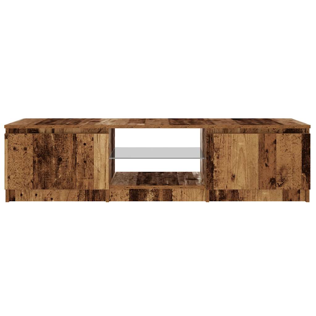 TV-Møbel Gammelt Tre TV-benk med LED-lys 140x40x35,5 cm