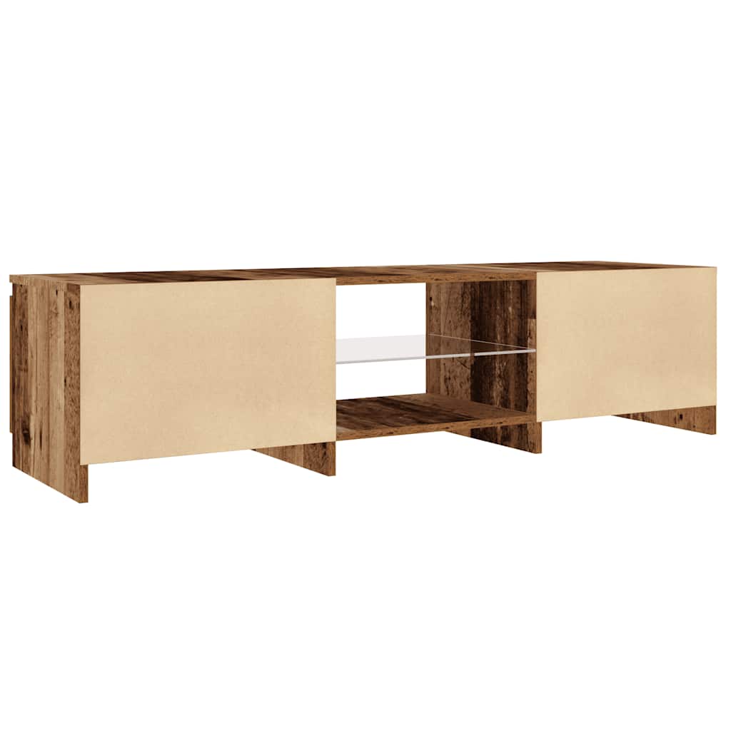 TV-Møbel Gammelt Tre TV-benk med LED-lys 140x40x35,5 cm