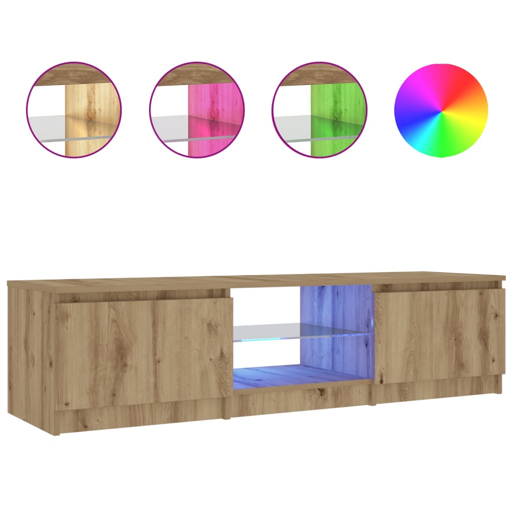 TV-Møbel Artisan Eik Tv-benk med LED-lys 140x40x35,5 cm