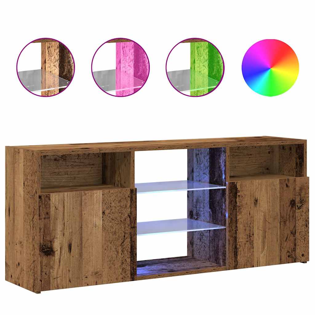 TV-Møbel Gammelt Tre TV-benk med LED-lys 120x30x50 cm