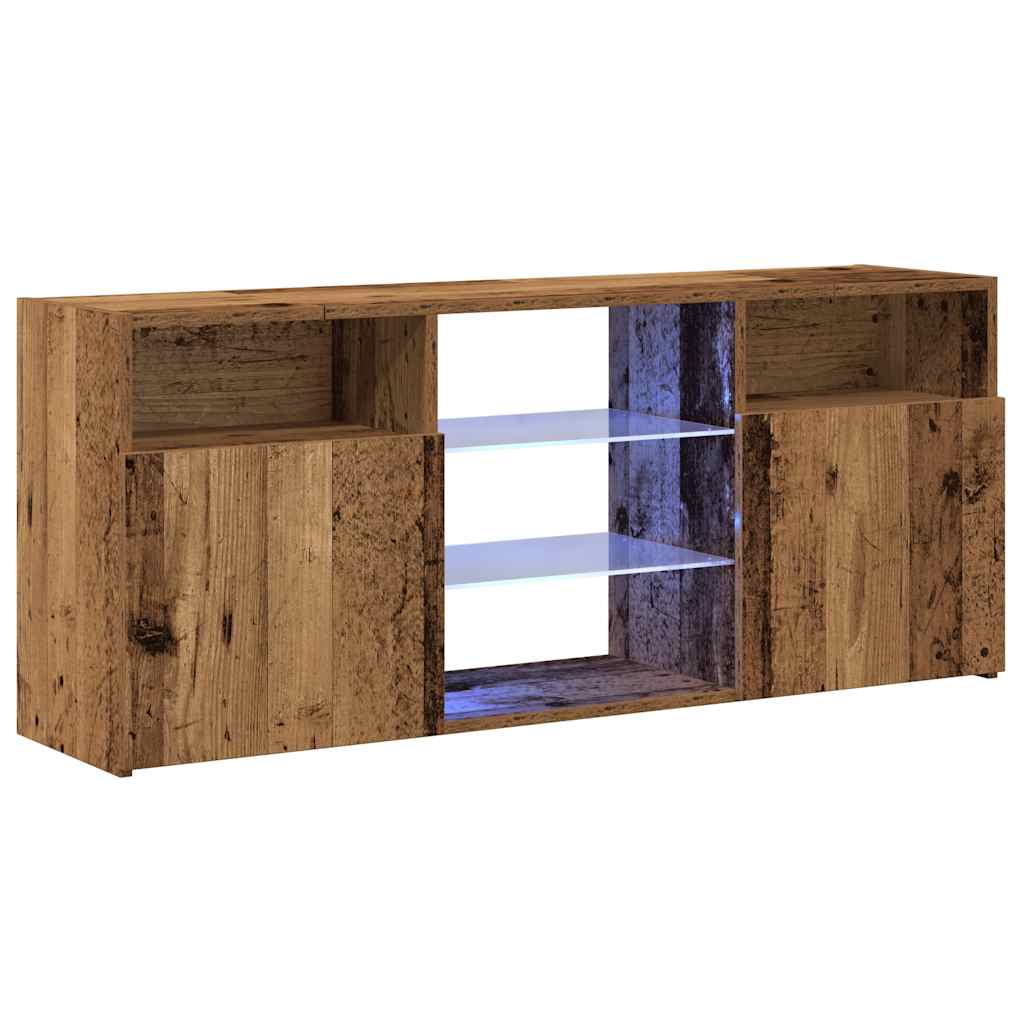 TV-Møbel Gammelt Tre TV-benk med LED-lys 120x30x50 cm